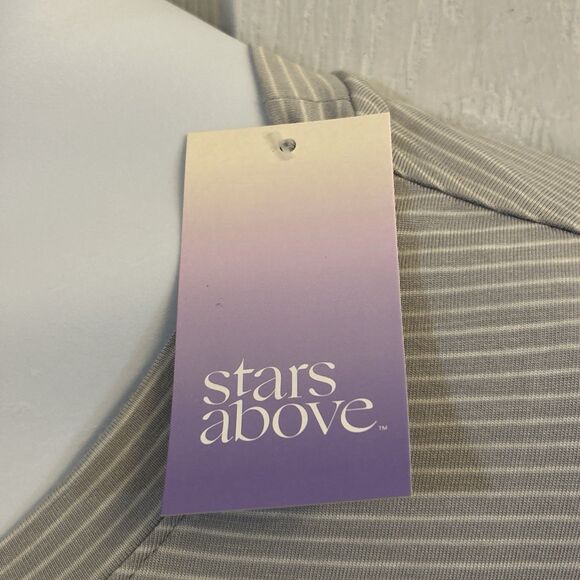 NWT Stars Above 3X Gray White Striped Sleep Shirt Dress Lounge Nightgown - Picture 5 of 16